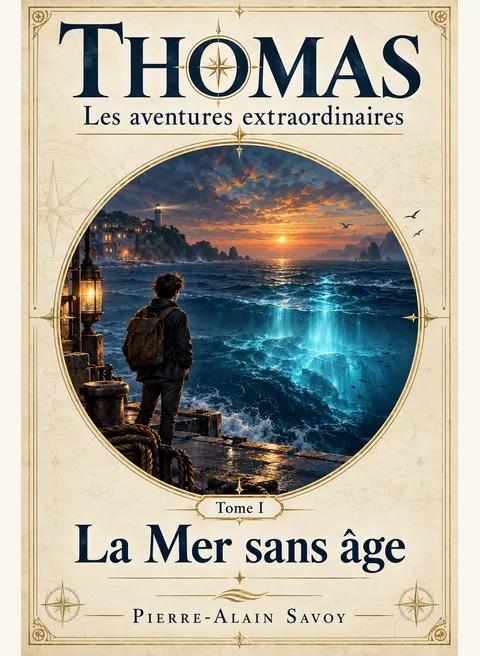 Couverture illustrée du tome I, La Mer sans âge : mystère océanique et aventure.