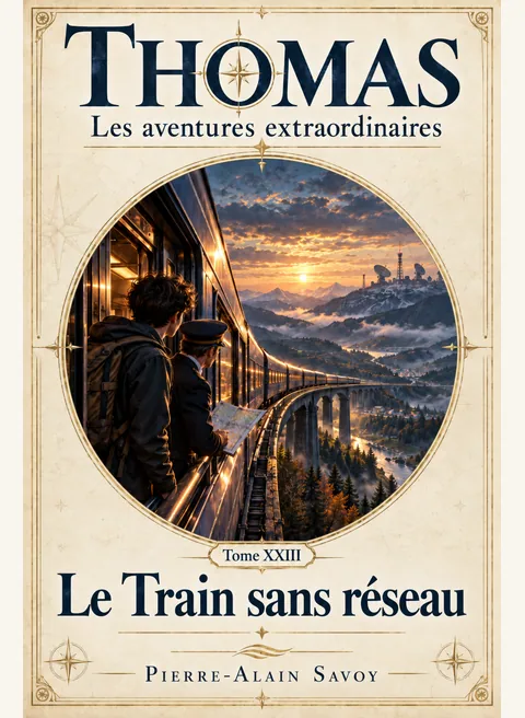 Couverture du tome XXIII, Le Train sans réseau, convoi traversant des montagnes