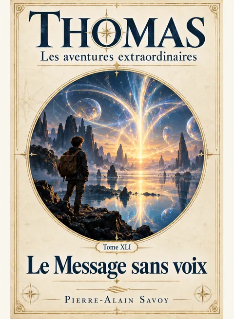 Couverture du tome XLI, Le Message sans voix, paysage stellaire et lumière étrange